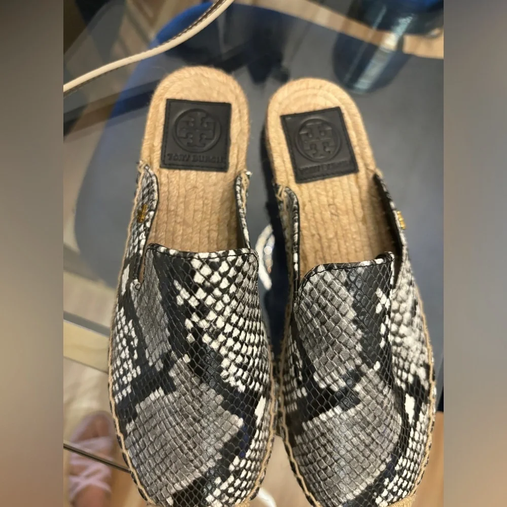 Tory Burch Max Snake-Print Espadrille Mule Size 6